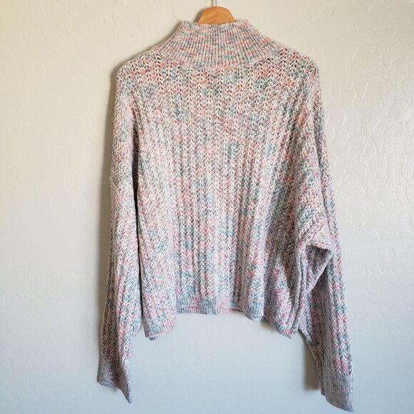 LC Lauren Conrad Knit Pastel Mock Neck Sweater Blue/Pink Sz Women's XXL Metallic - Picture 8 of 11